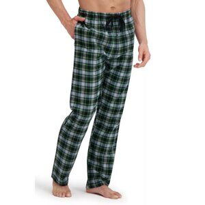 Hanes Men's Ultra Soft Plaid Flannel Pajama Pants Size L Green Blue Comfort